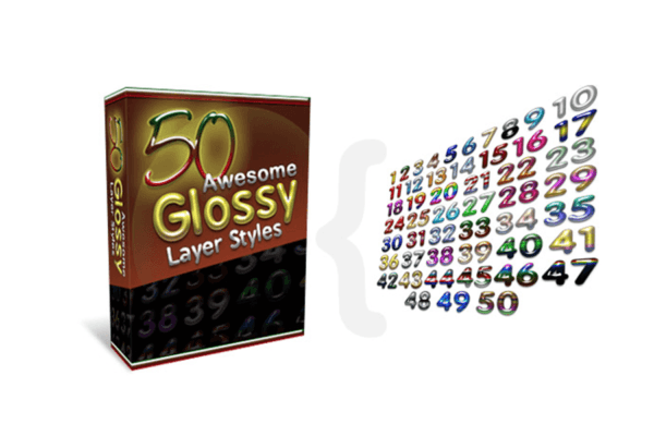 50 glossy layer styles photoshop text shape