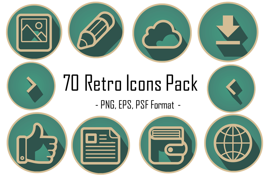 70 3D Retro Web Icons Pack PNG PSD EPS icon