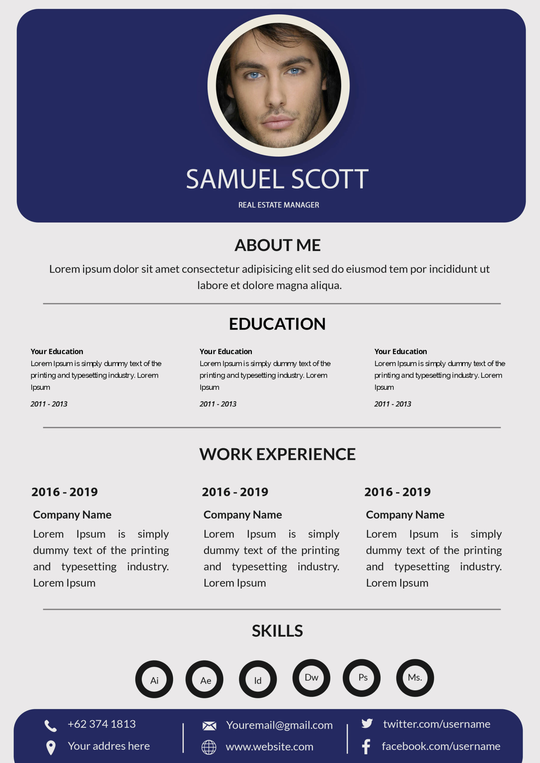 cv photoshop template free download