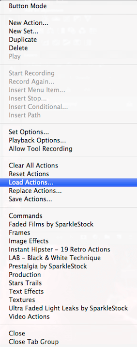 How to install load Photoshop Action step 5 load actions