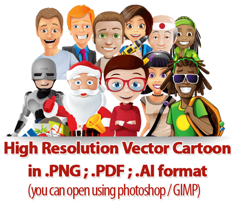 Vector Cartoon Pack PNG PDF AI Format