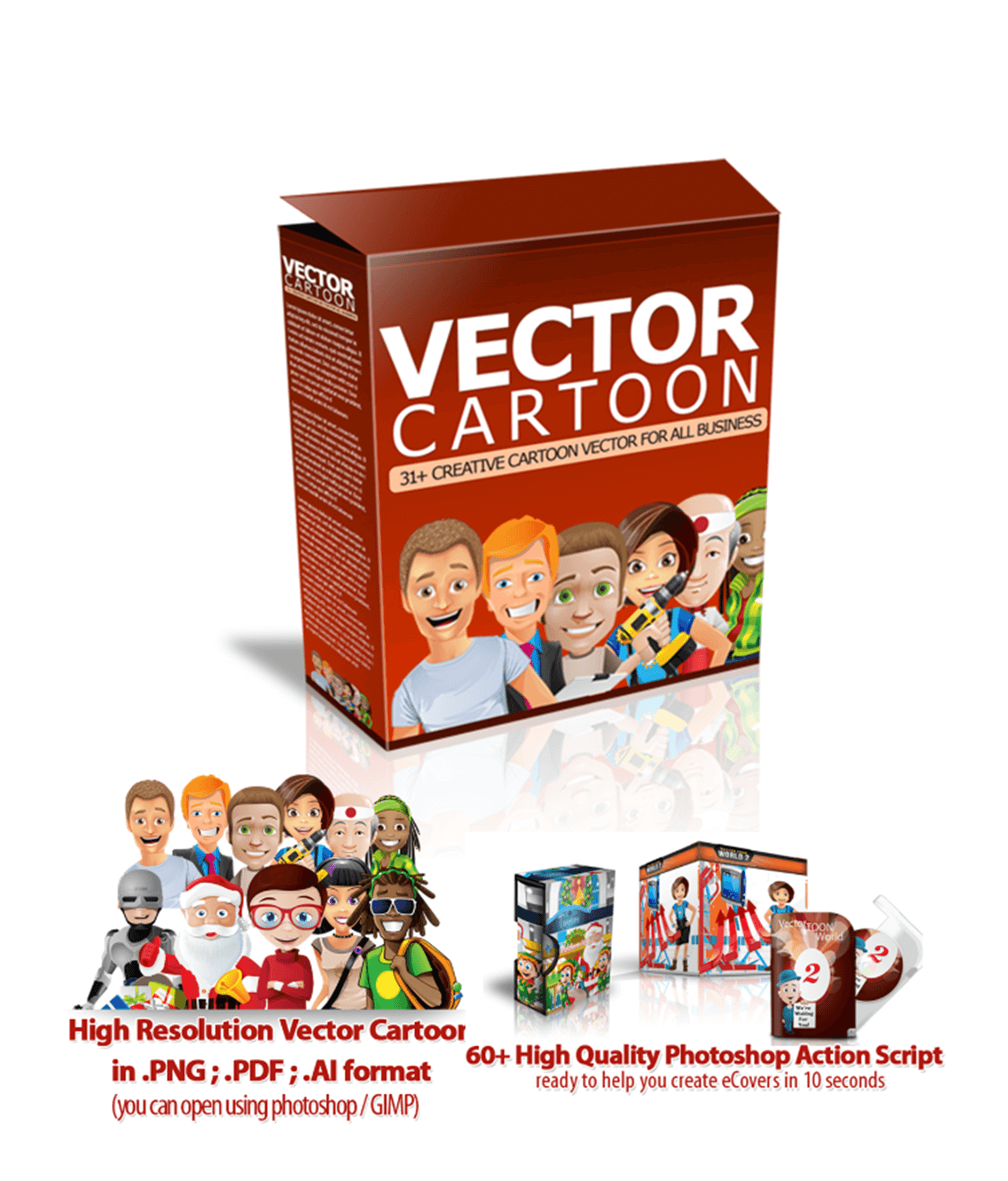 Vector Cartoon Characters Graphics and Photoshop Action Scripts Bundle |  Smartie Design